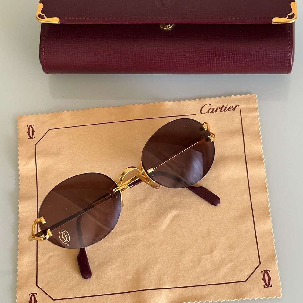 Vintage Cartier Oval Sunglasses 18k gold plated. - Picture 15 of 16